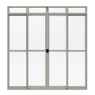 Porta de Correr em Alumínio Allora 230x240x7,7cm Branco 4 Folhas Com Vidro Alumasa